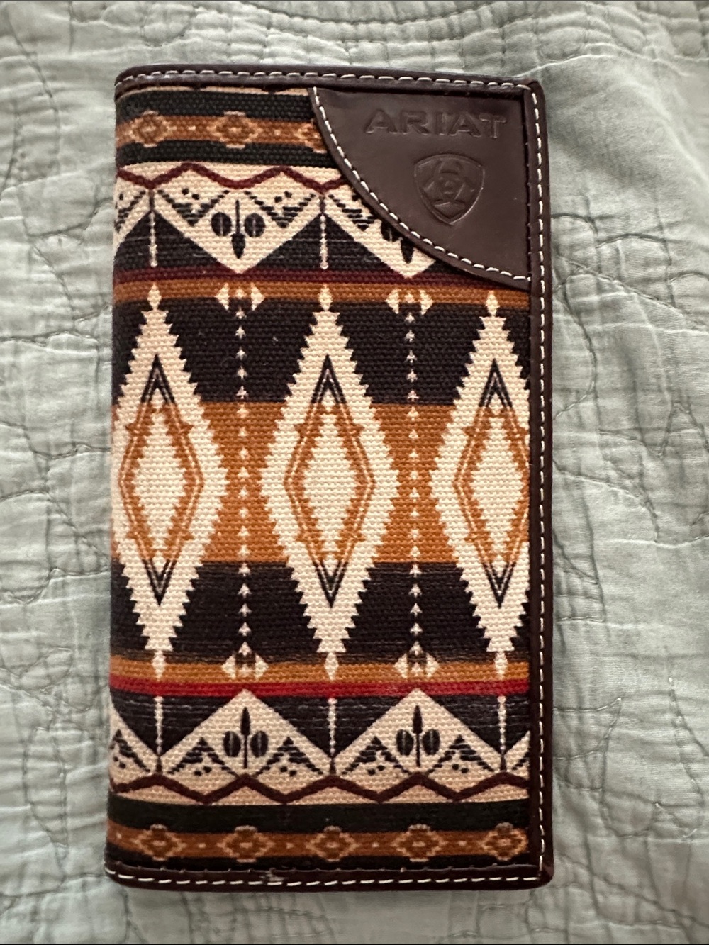 Ariat Southwestern Canvas Card Wallet in Brown, Tan & Black